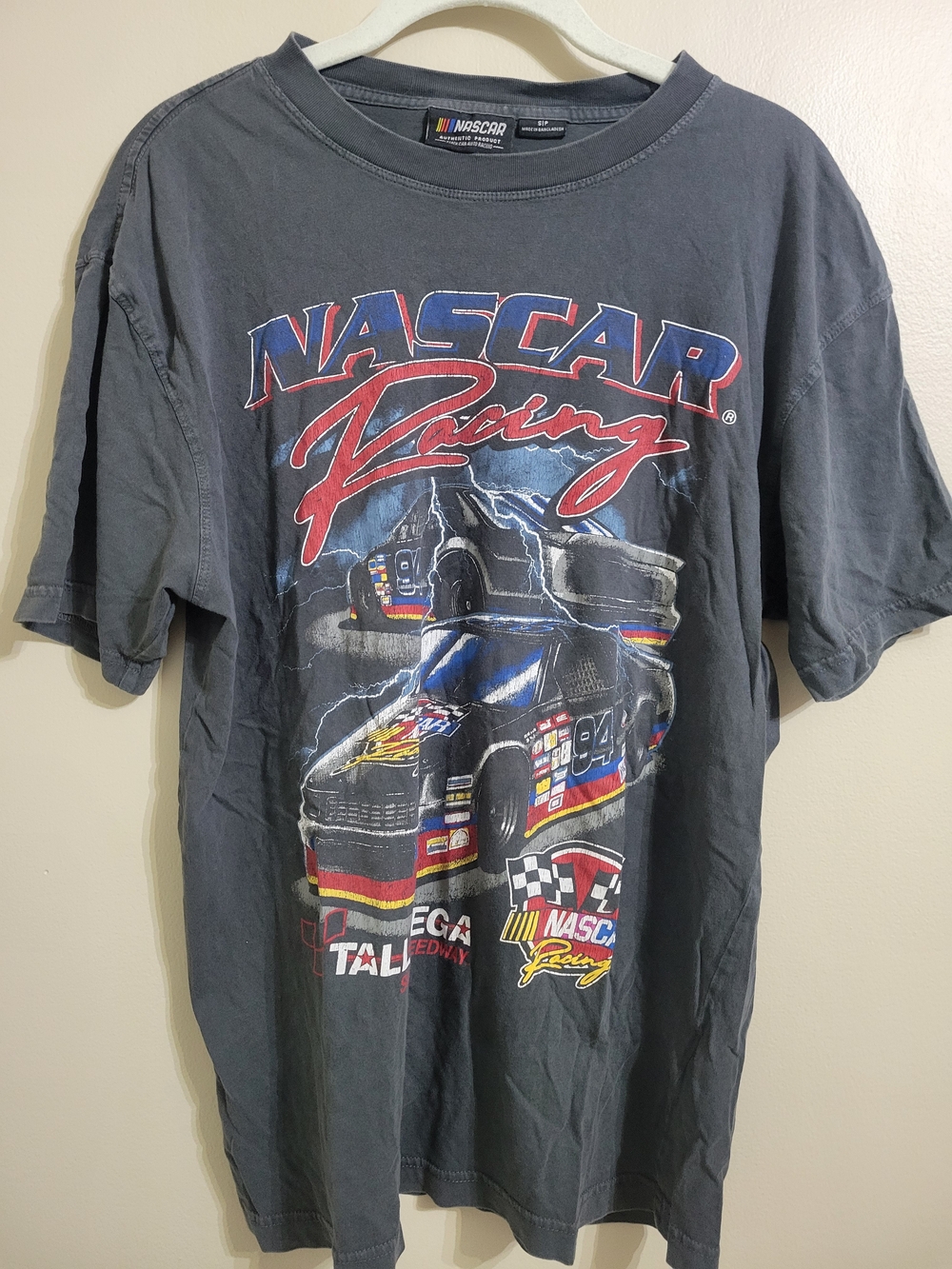 Nascar Men's Charcoal Vintage Washed Talladega Graphic T-Shirt Size Small